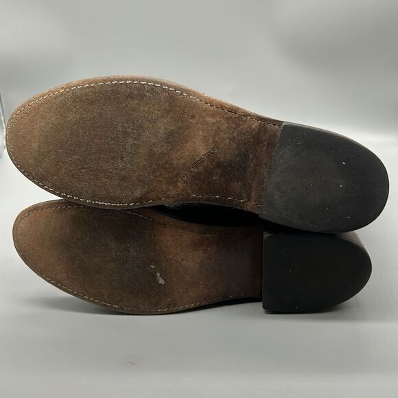 1883 by Lucchese Brown Leather Ostrich Mid Calf Boots - Picture 9 of 12